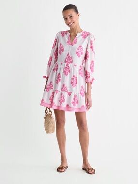 Vineyard Vines White Dress with Pink Floral Print